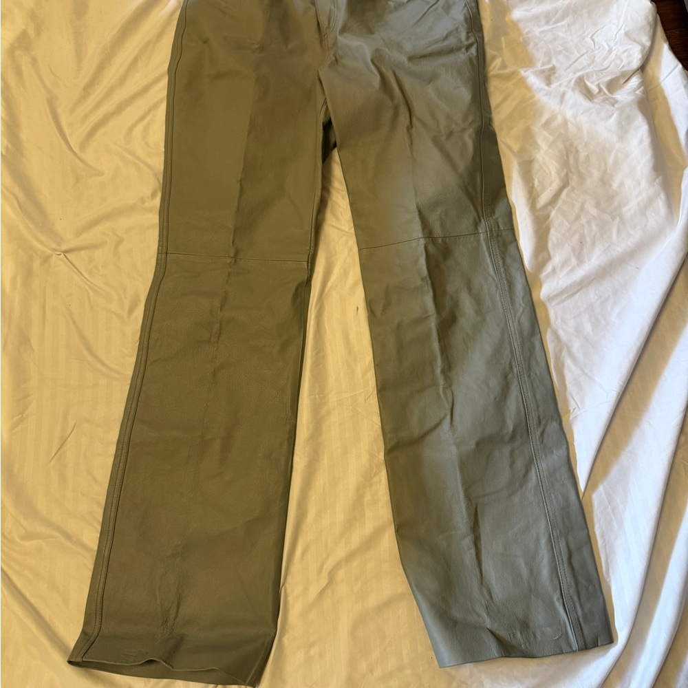 metrostyle Women's Gray Straight Leg leather Pants